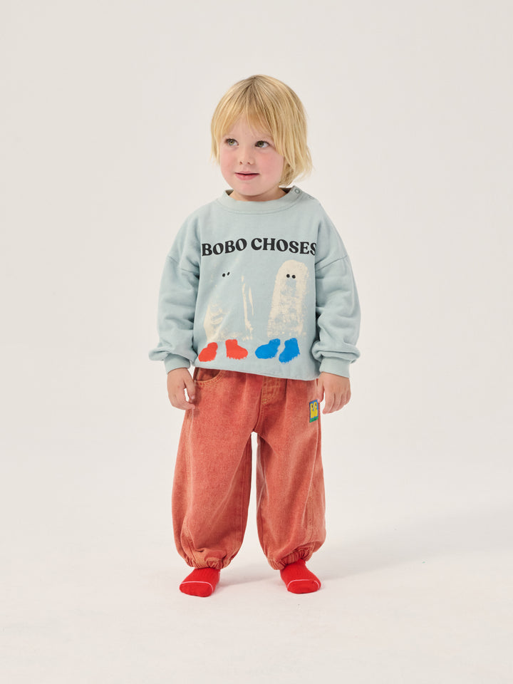 Bébé avec Chandail Bobo Choses en coton ouaté bleu avec imprimé fantômes 