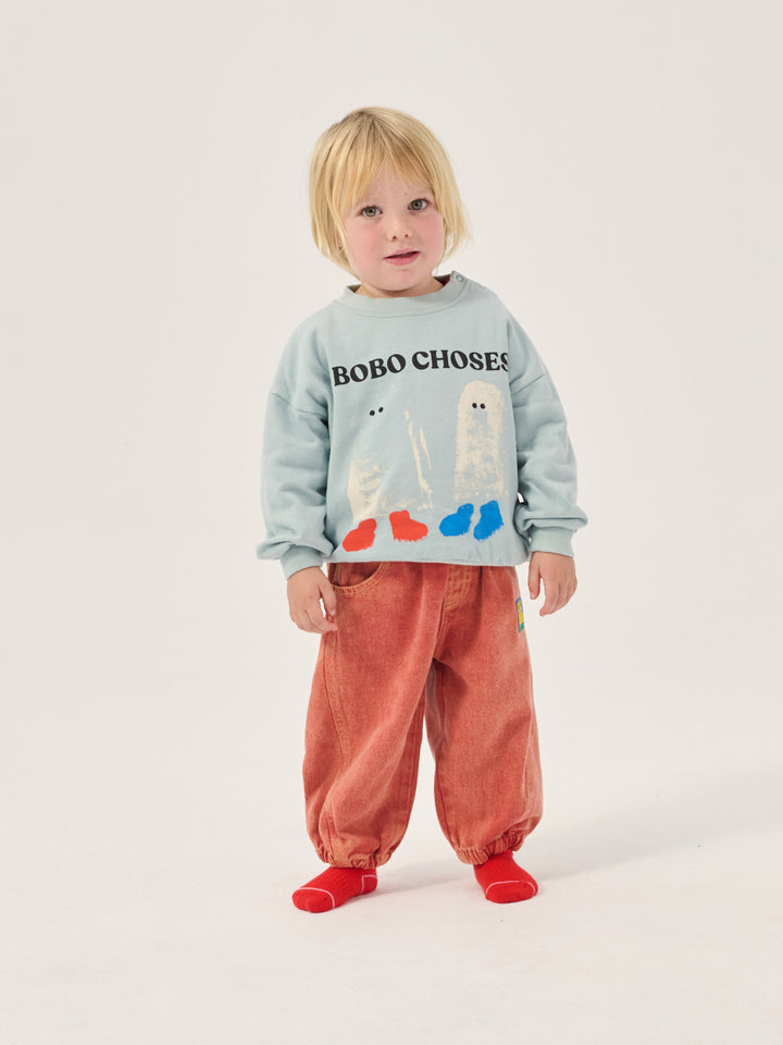 Bébé avec Chandail Bobo Choses en coton ouaté bleu avec imprimé fantômes 