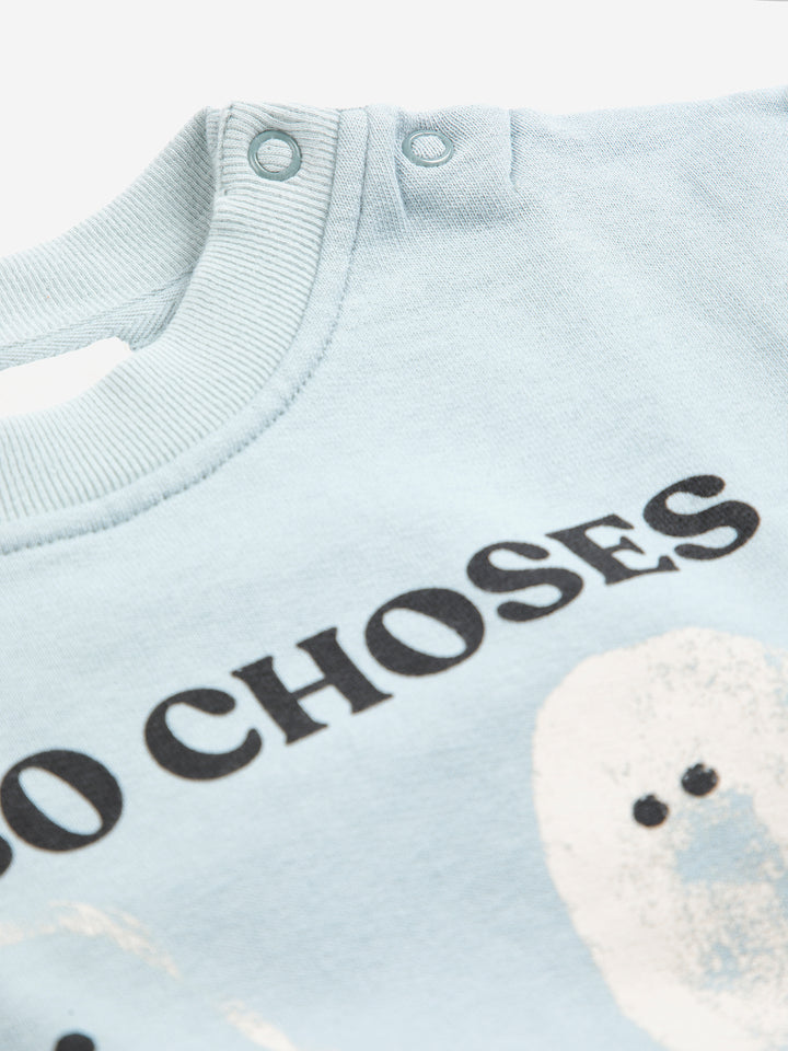 Chandail Bobo Choses en coton ouaté bleu avec imprimé fantômes 