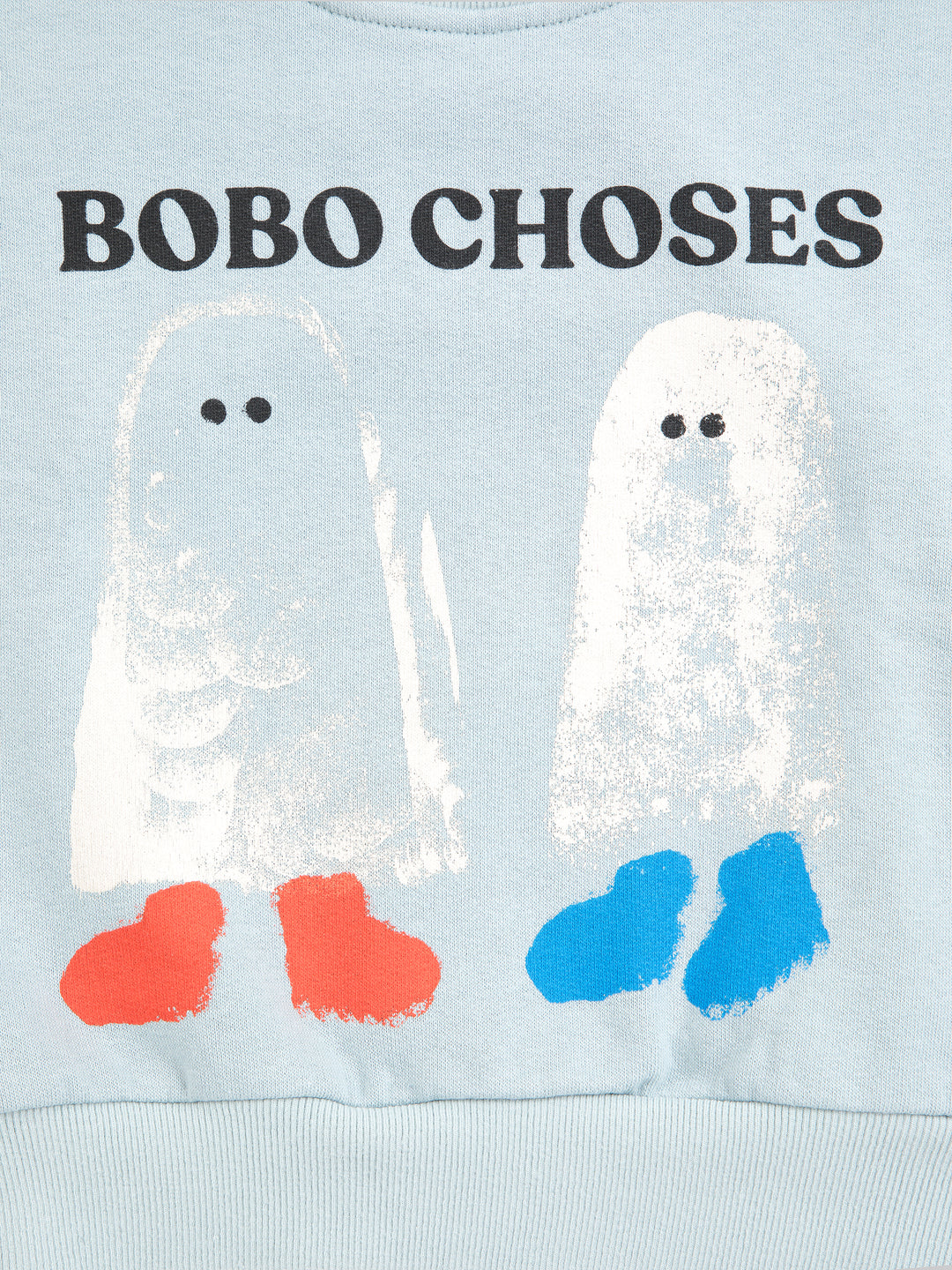 Détail de Chandail Bobo Choses en coton ouaté bleu avec imprimé fantômes 