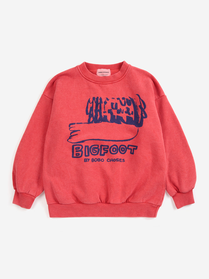 Chandail Bobo Choses en coton ouaté rouge avec imprimé Bigfoot 