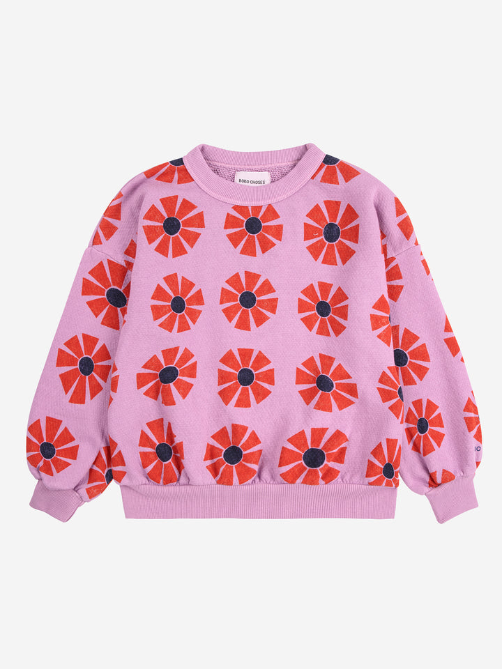 Chandail Bobo Choses en coton rose avec imprimé kaleidoscope en rouge 