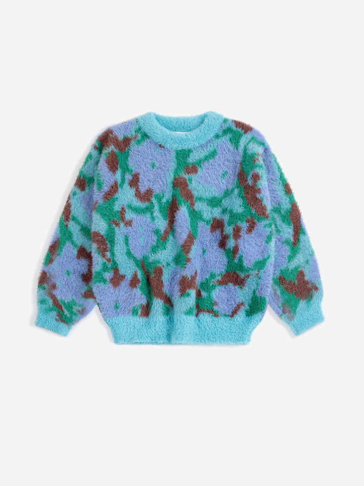 Chandail Bobo Choses en jacquard bleu, vert et brun