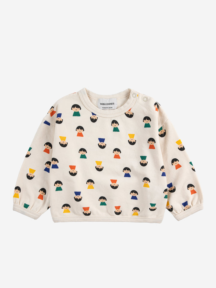Chandail Bobo Choses pour bébé en coton blanc avec imprimé pions