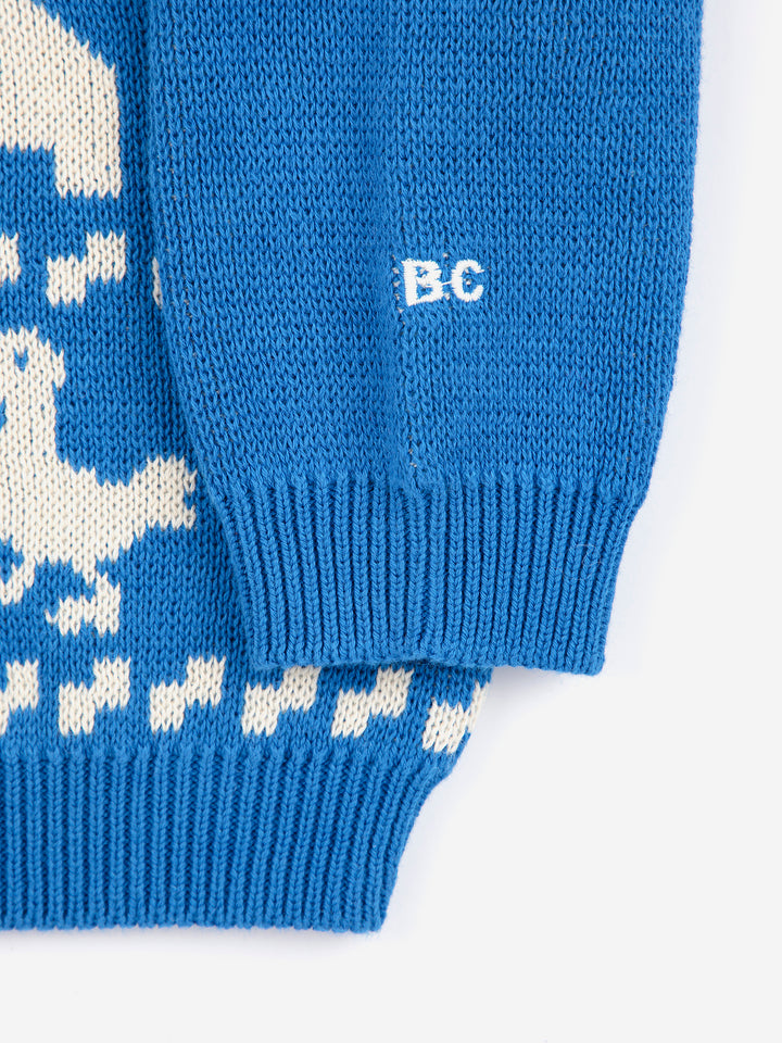 Manche de Chandail Bobo Choses pour bébé en coton bleu avec design ferme