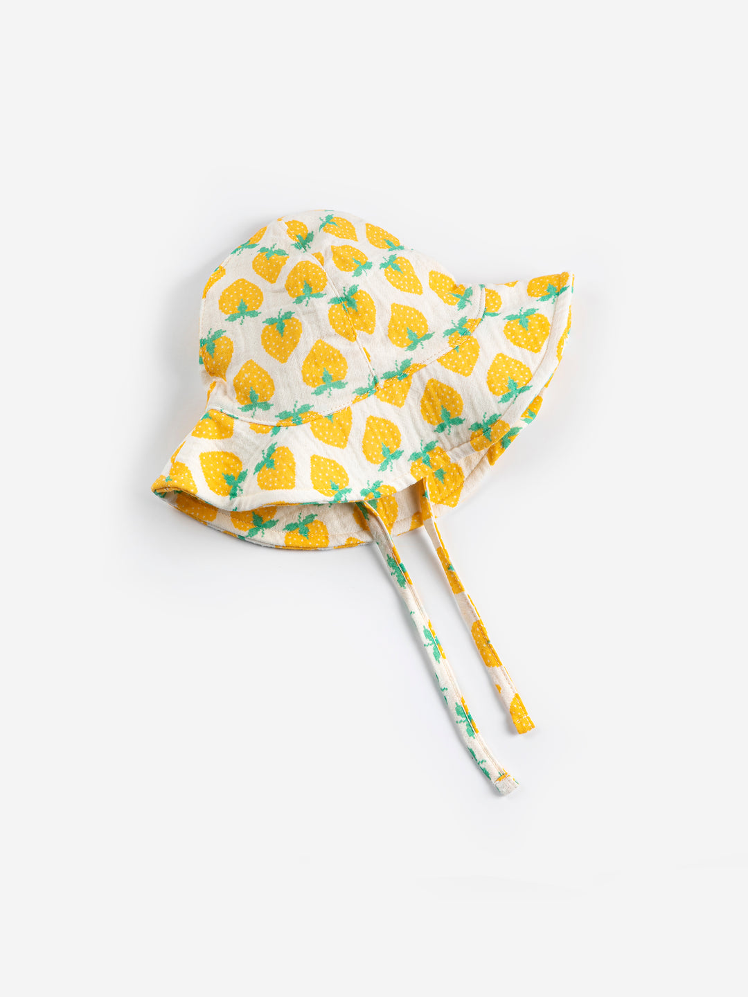 Chapeau Bobo Choses en coton blanc imprimé fraises jaunes