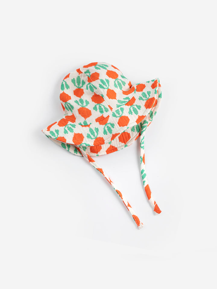 Chapeau Bobo Choses en coton blanc imprimé radis oranges