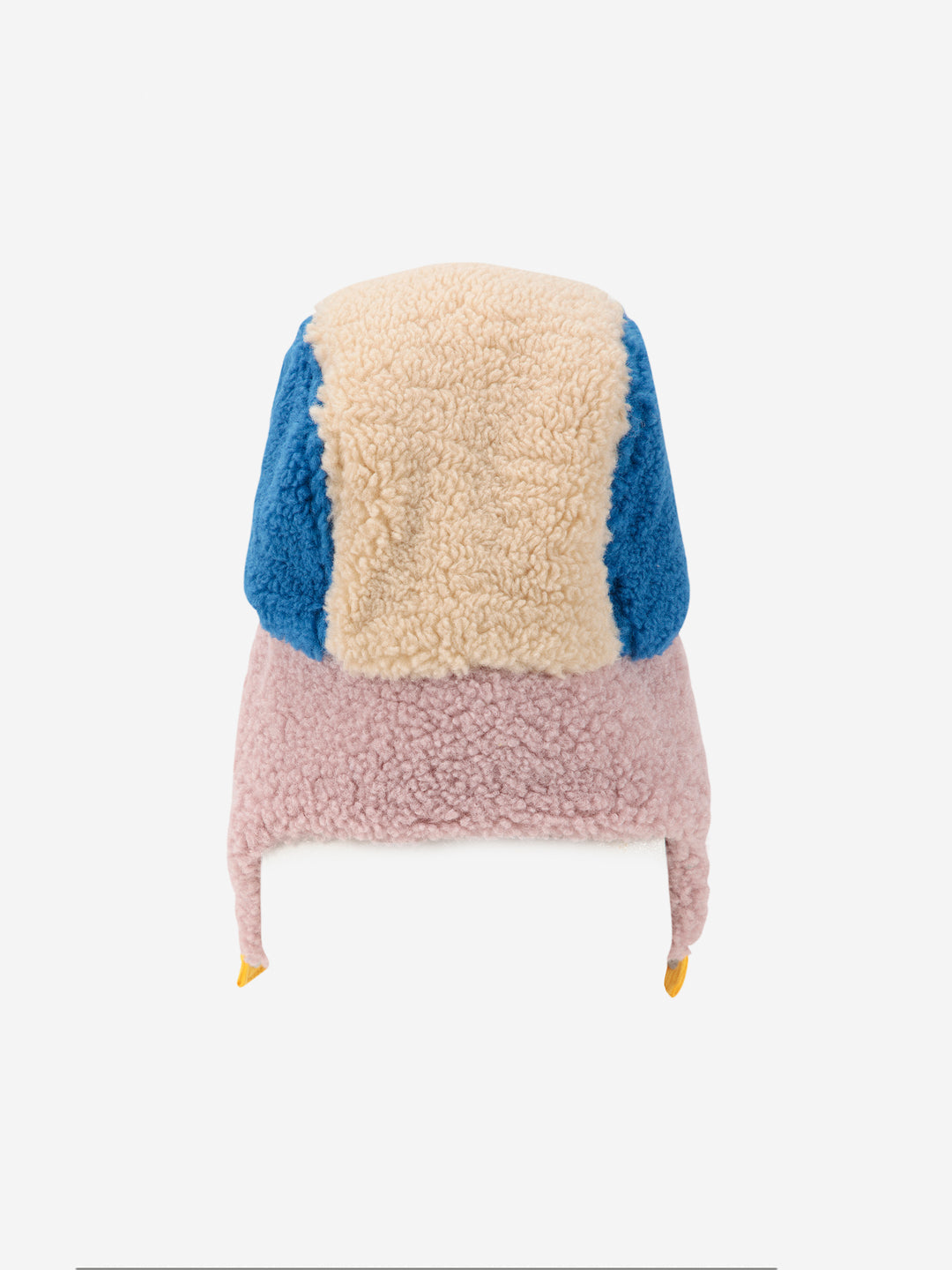 Chapka Bobo Choses en peau de mouton bleu, mauve, jaune et beige