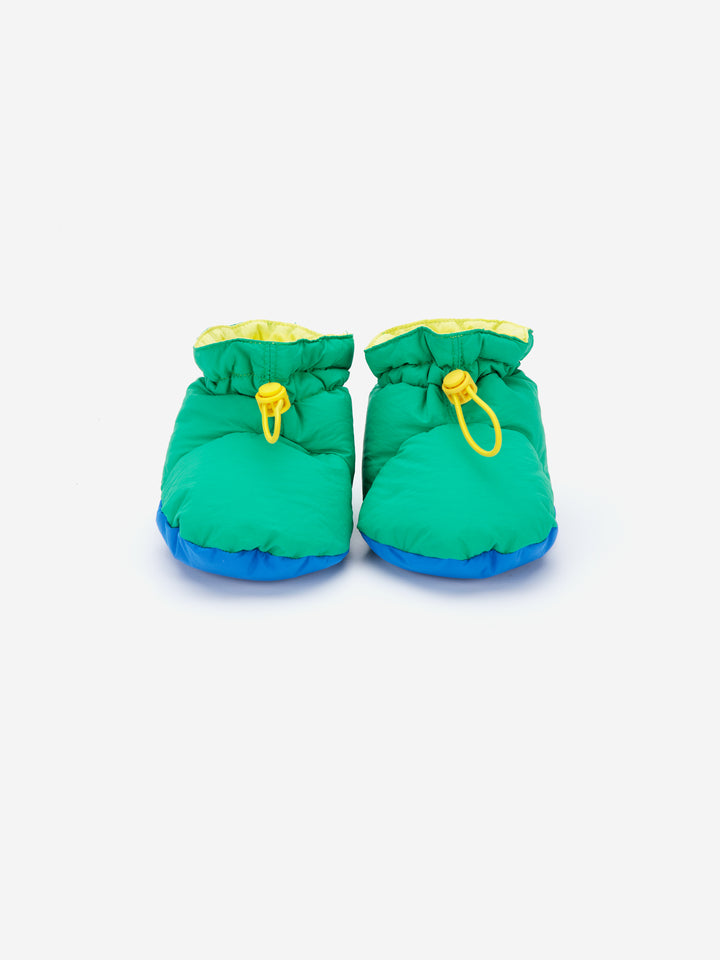 Chaussons Bobo Choses matelassés vert, bleu et jaune