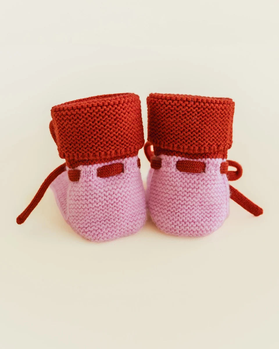 Chaussons en de laine de mérinos Rose et Rouge