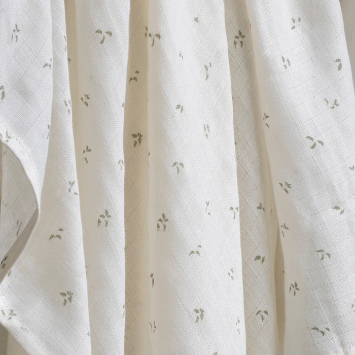 Couverture d'emmaillotage en coton blanc avec imprimé feuilles 