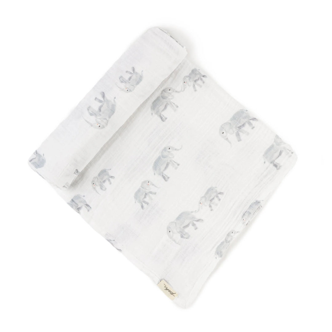 Couverture d'emmaillotage en mousseline avec motif éléphants