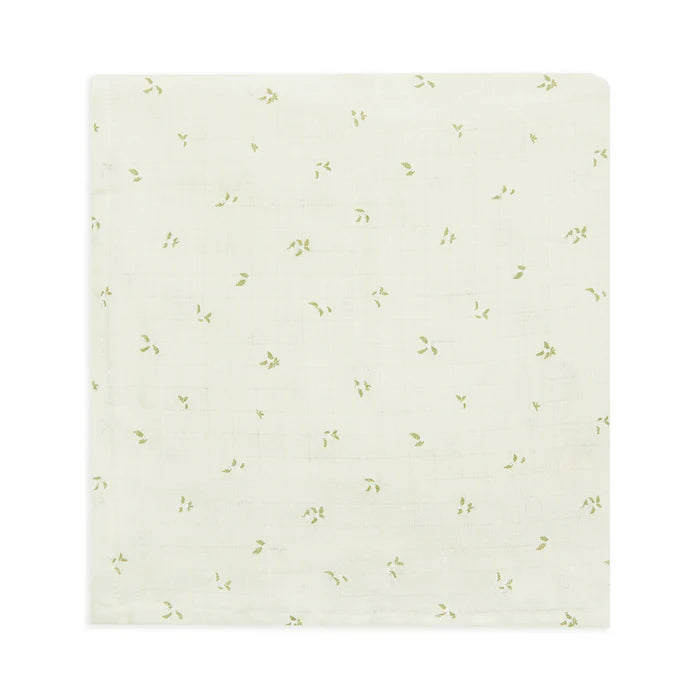 Couverture d'emmaillotage en coton blanc avec imprimé feuilles 