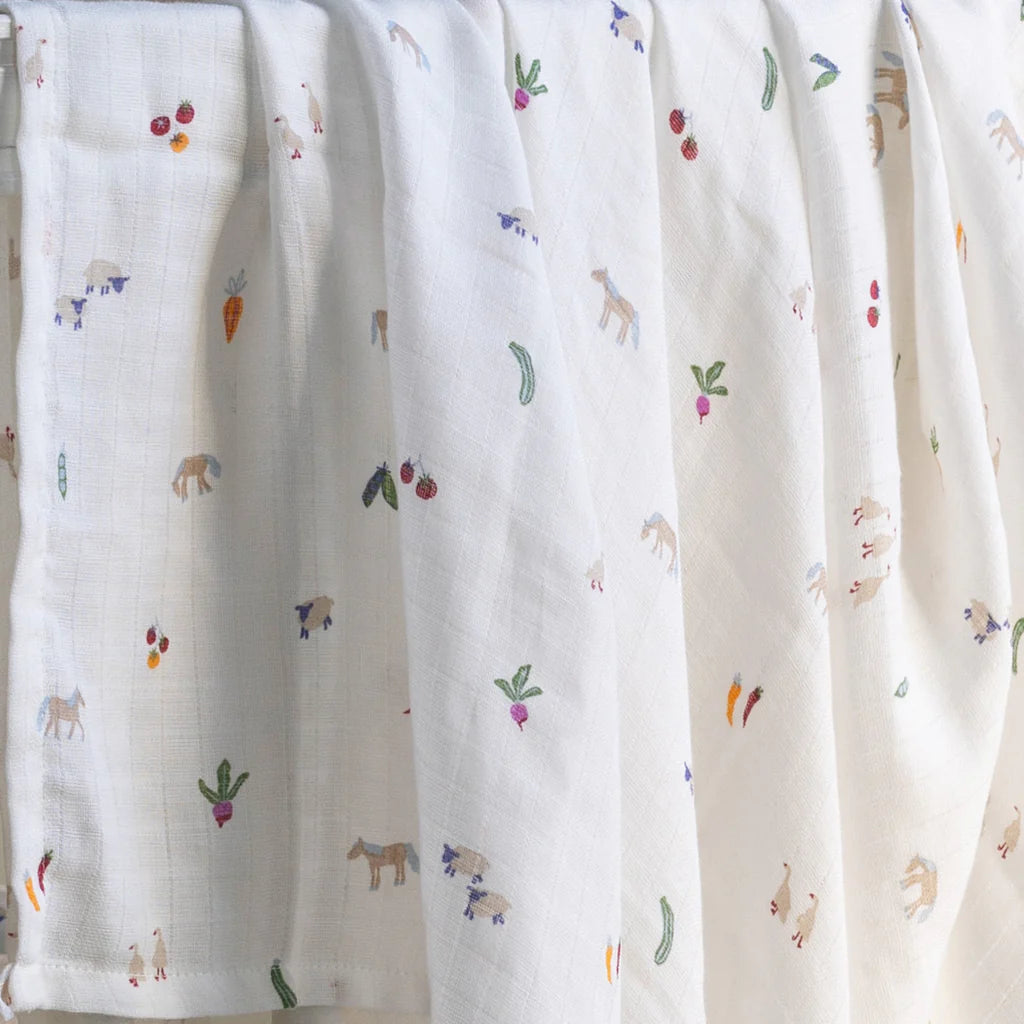 Couverture d'emmaillotage Avery row en coton avec imprimé de la ferme