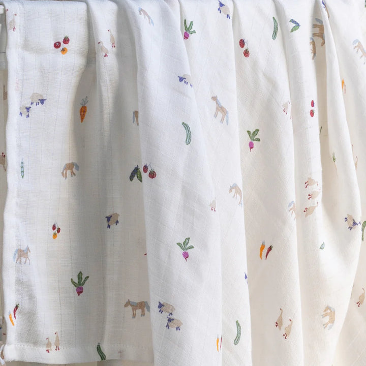 Couverture d'emmaillotage Avery row en coton avec imprimé de la ferme