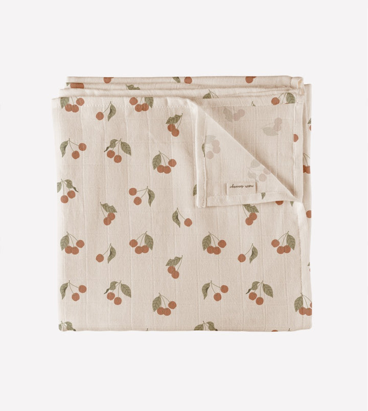 Couverture d'emmaillotage en mousseline avec imprimé Cerises