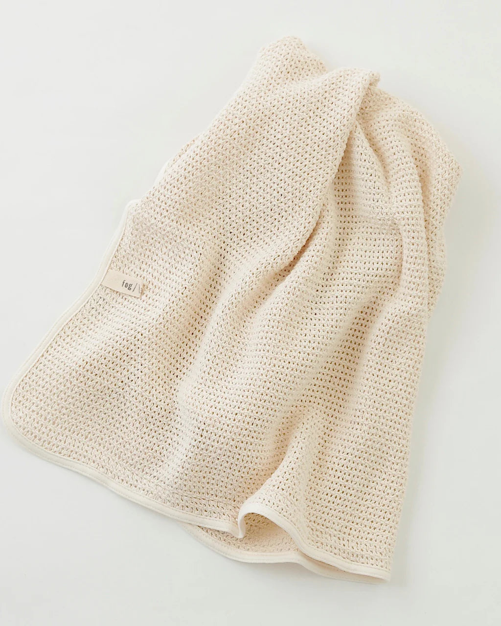 Couverture tricot en coton écru Fog Linen