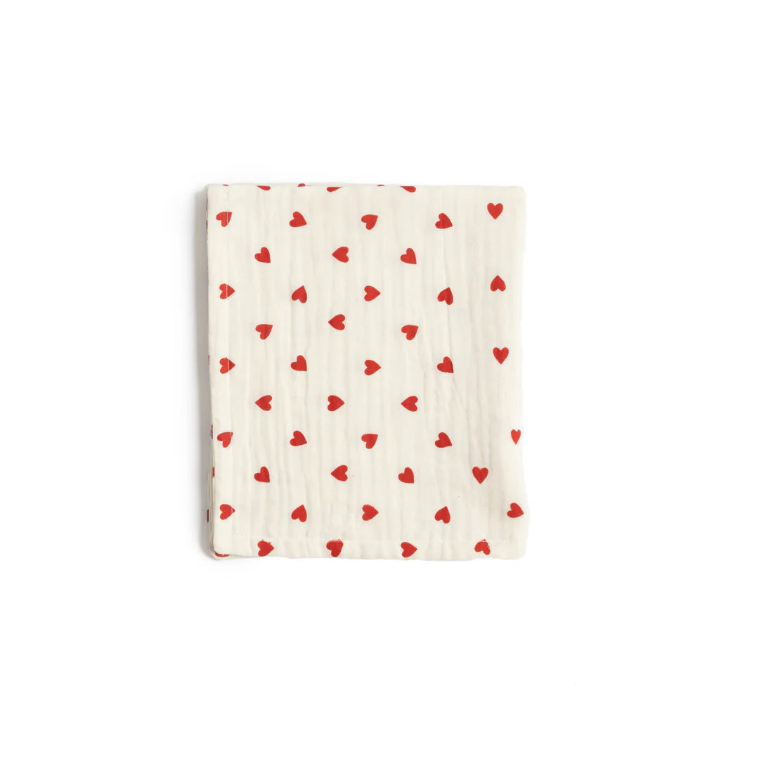 Couvre épaule en mousseline blanc avec imprimé Petits coeurs