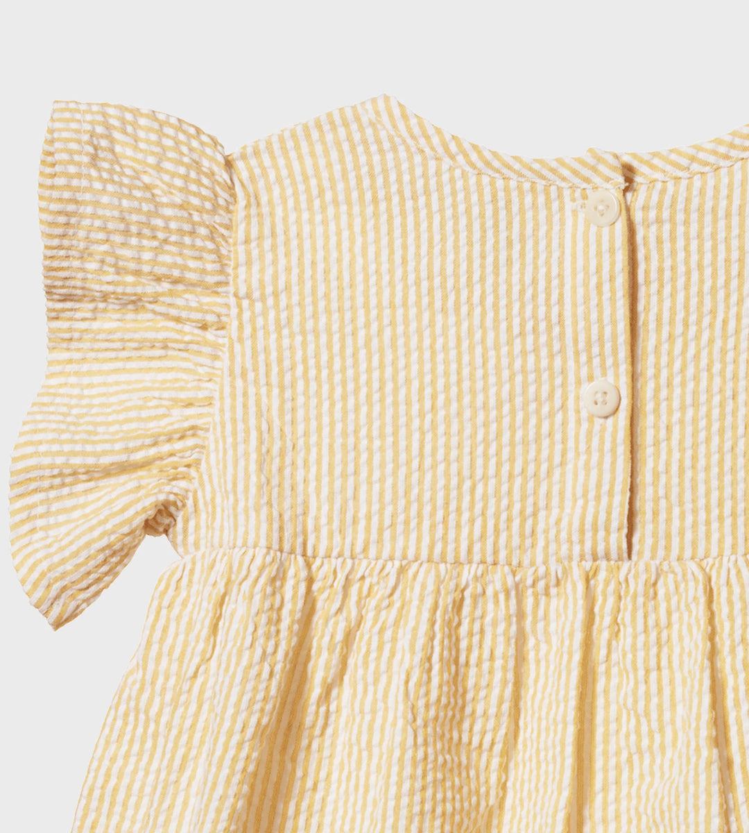 Détail de Robe Nature Baby en coton rayé jaune