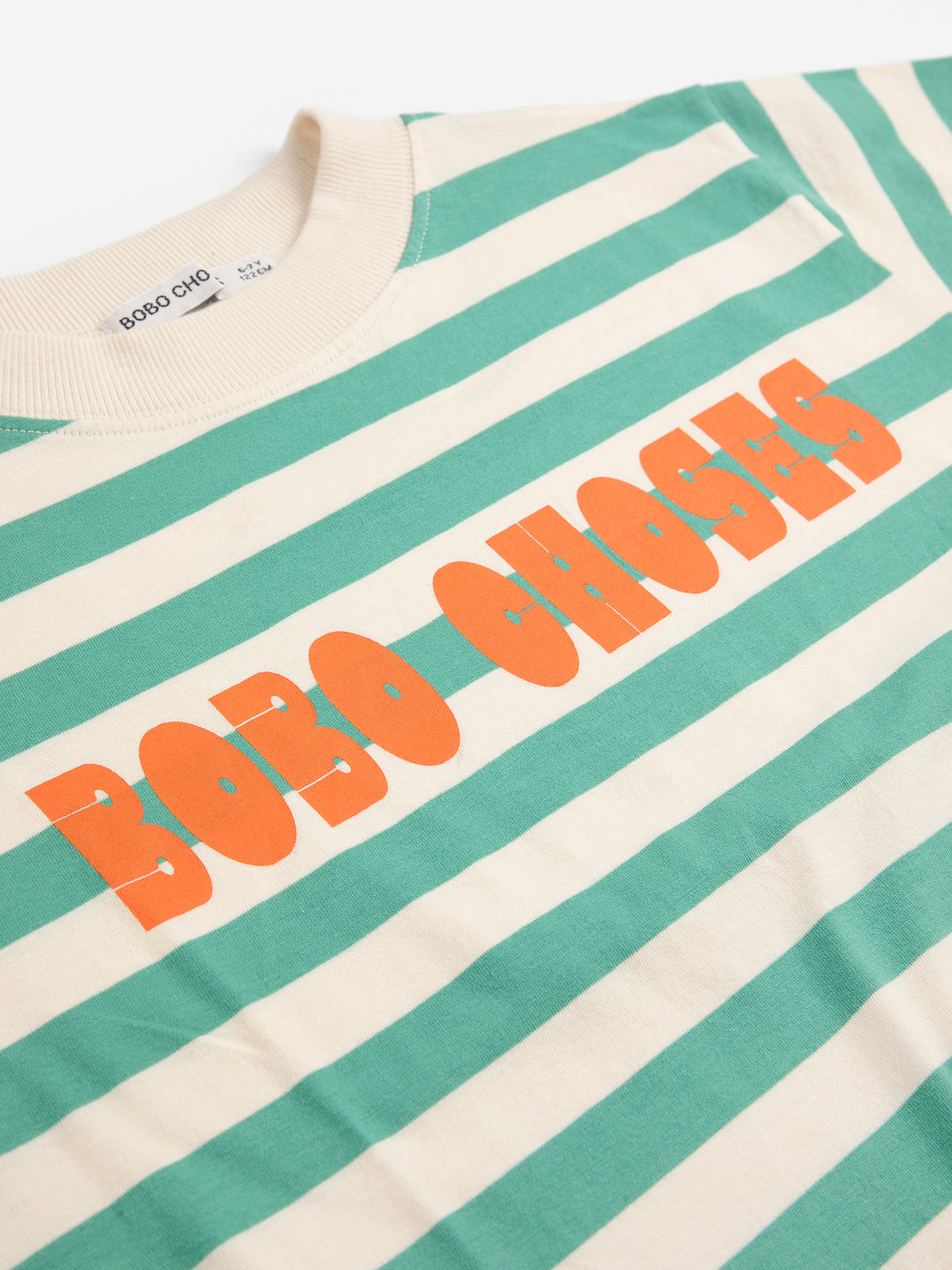 Détail de T-Shirt Bobo Choses en coton rayé vert