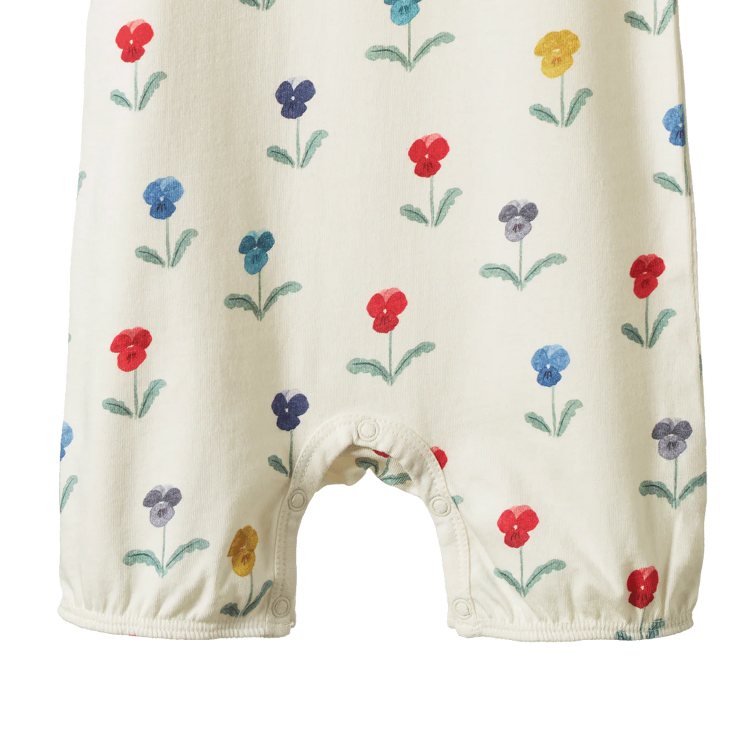 Détail d'Une-pièce Nature Baby en coton blanc imprimé fleurs