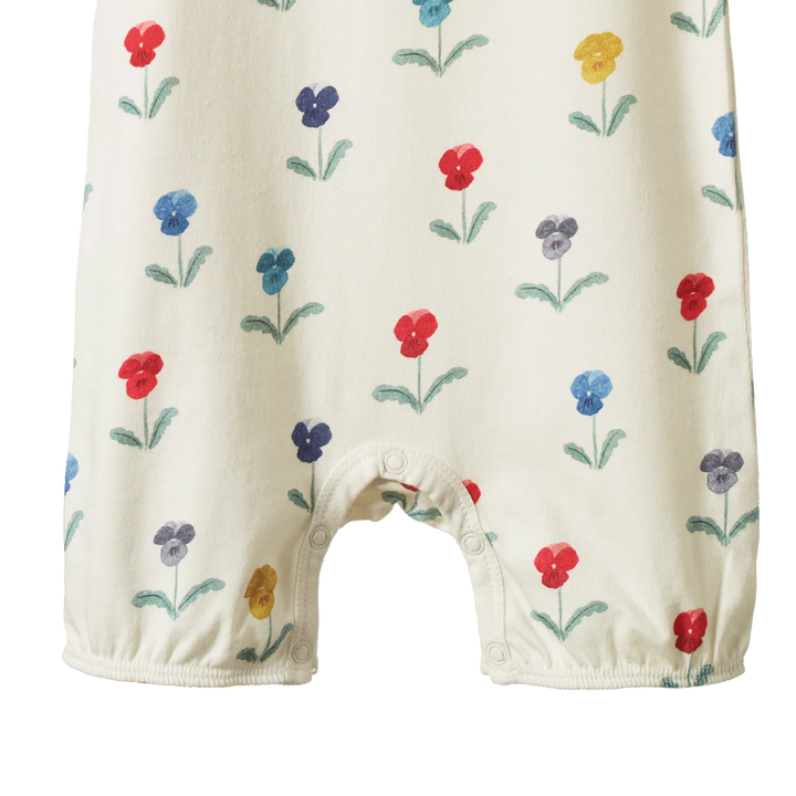 Détail d'Une-pièce Nature Baby en coton blanc imprimé fleurs