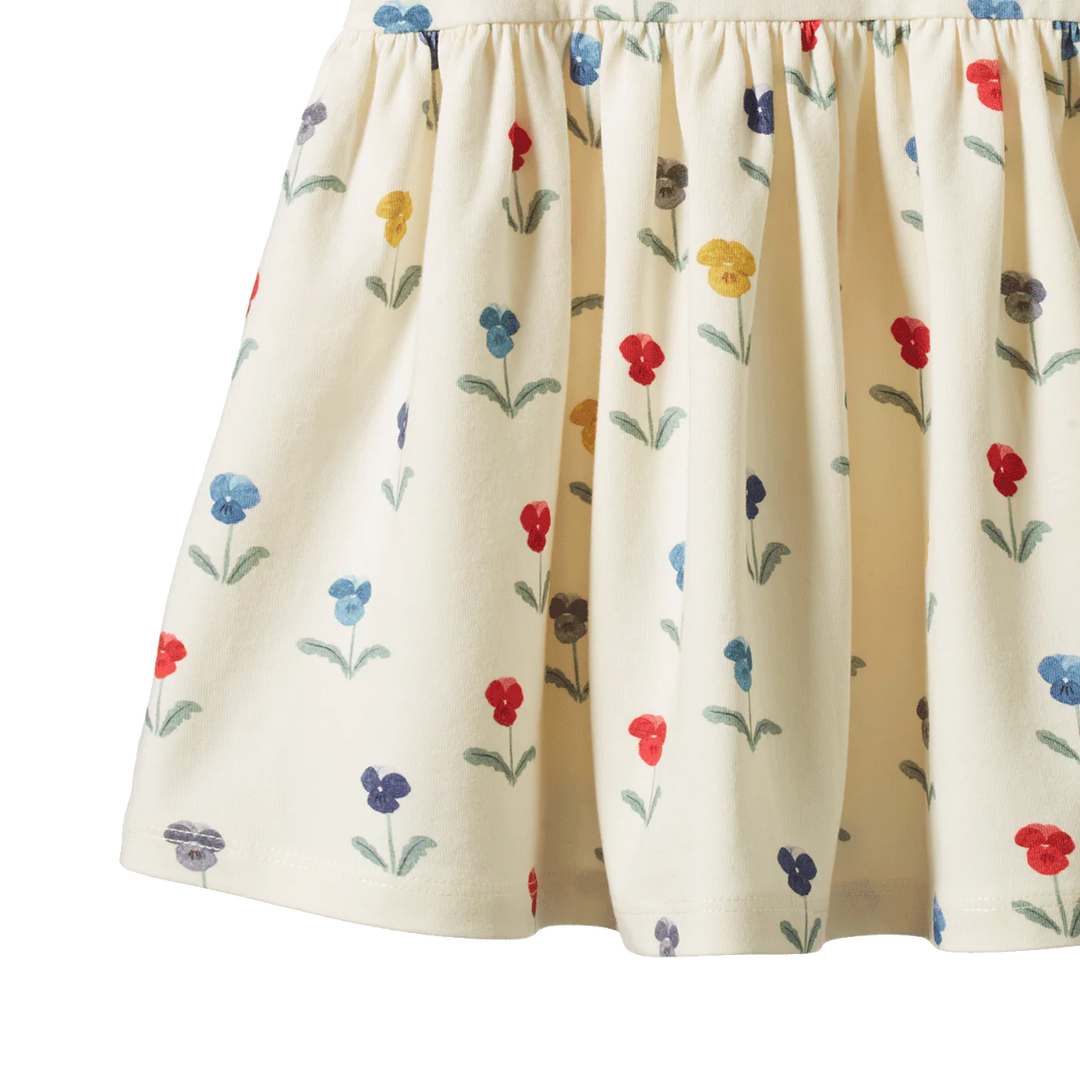 Détail de Robe pour enfant Nature Baby en coton blanc imprimé fleurs 