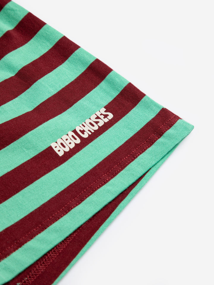 Détail de Shorts Bobo Choses en coton rayé vert et rouge