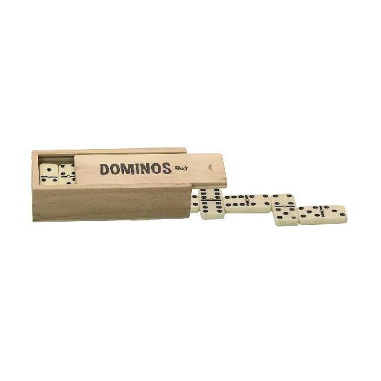 Jeu de dominos dans uns boîte en bois