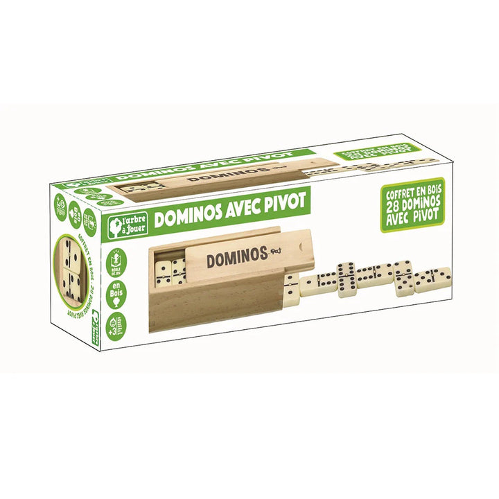 Jeu de dominos dans uns boîte en bois
