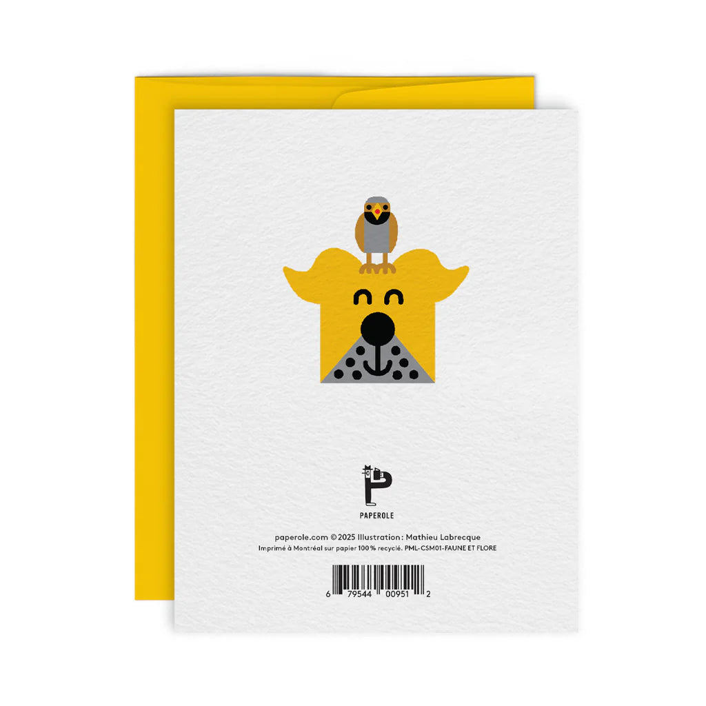 Dos de Carte de souhaits avec des illustrations de la faune et la flore de Montréal