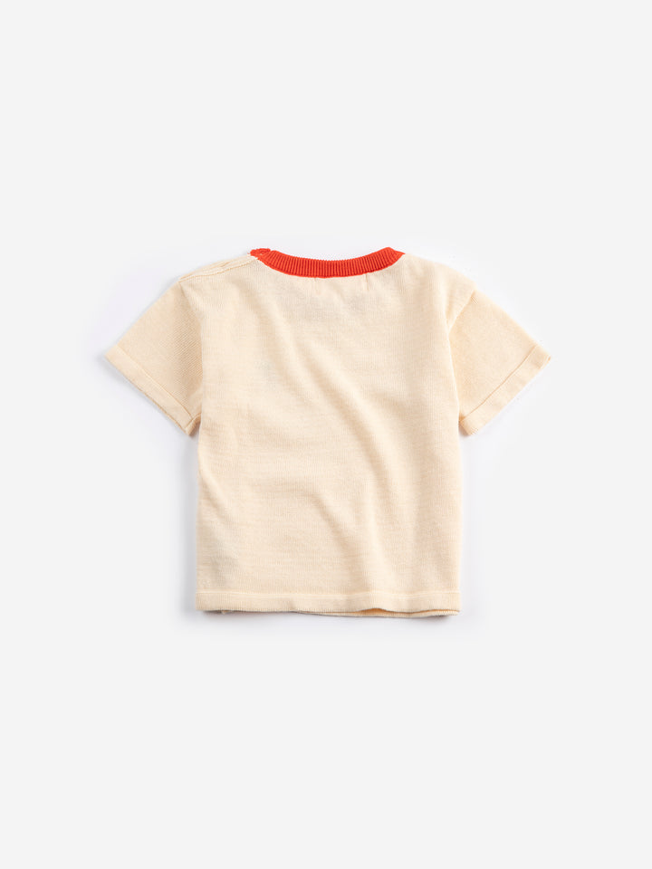 Dos de T-shirt tricoté en coton beige 
