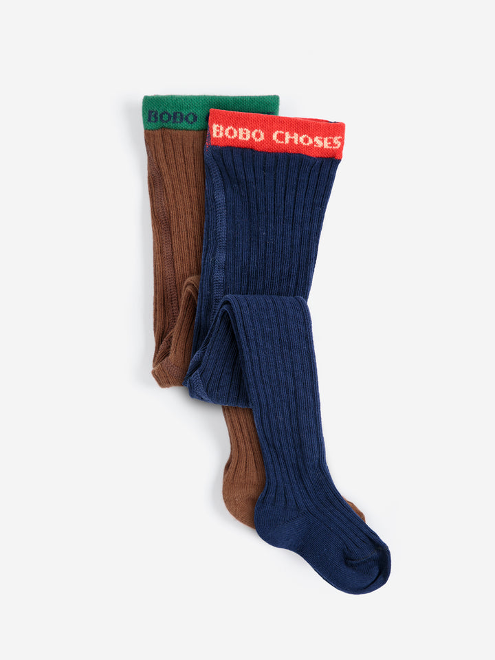 Duo de collants Bobo Choses bleu et brun