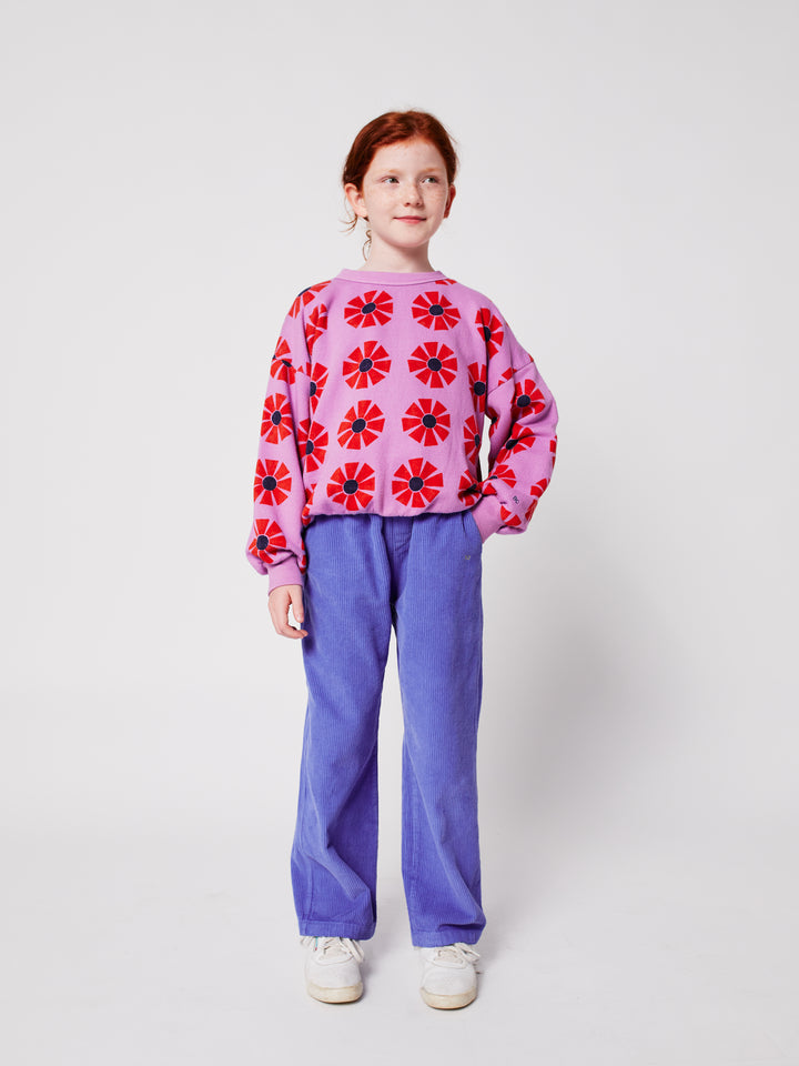 Enfant avec Chandail Bobo Choses en coton rose avec imprimé kaleidoscope en rouge 