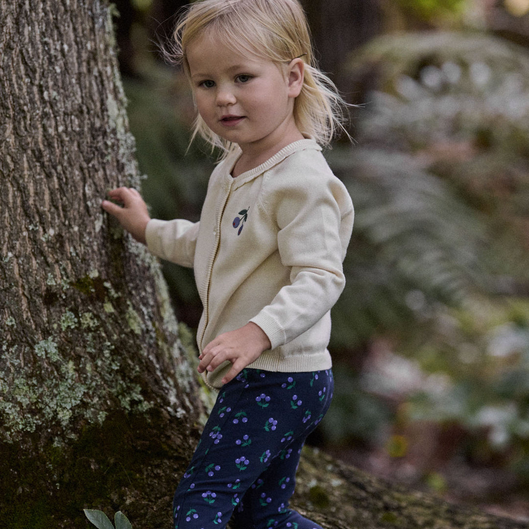 Enfant avec Leggings en coton bleu avec imprimé baies