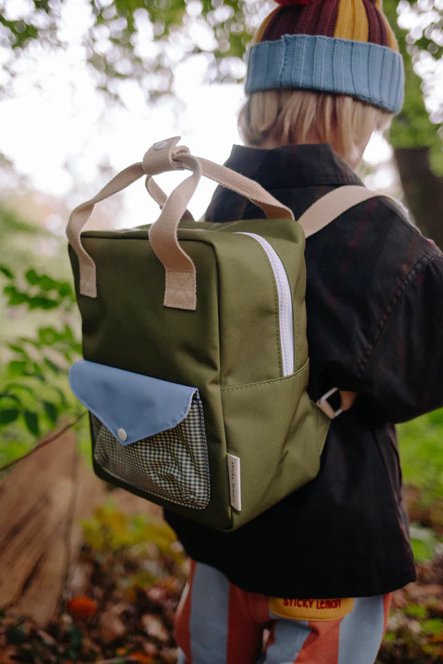 Enfant avec Sac à dos Sticky Lemon Petit vert, bleu et beige