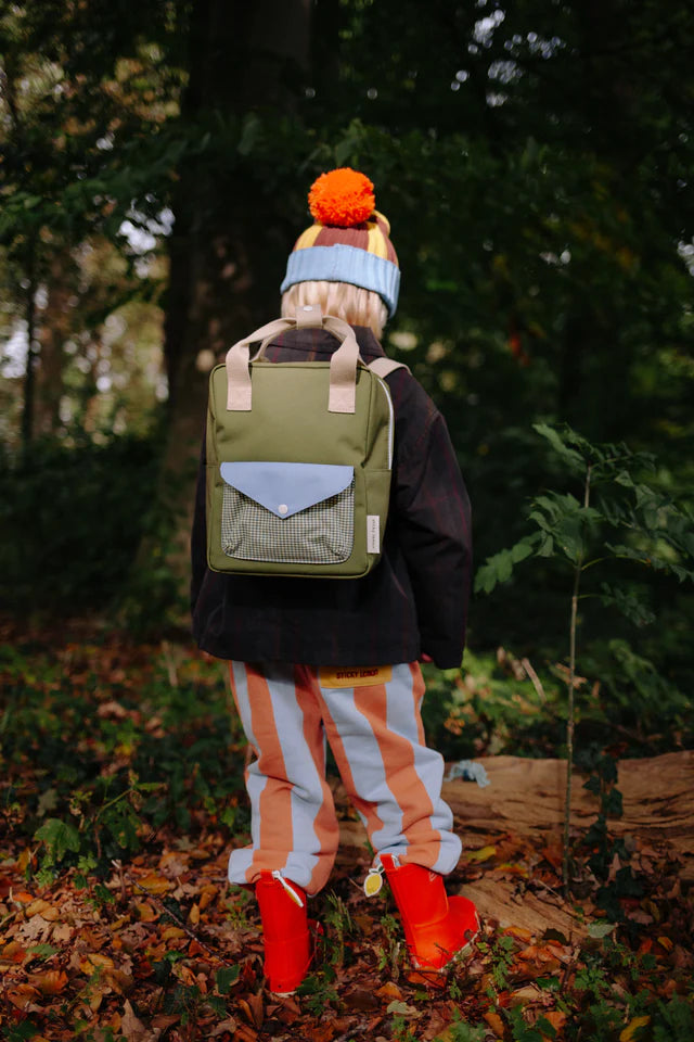 Enfant avec Sac à dos Sticky Lemon Petit vert, bleu et beige