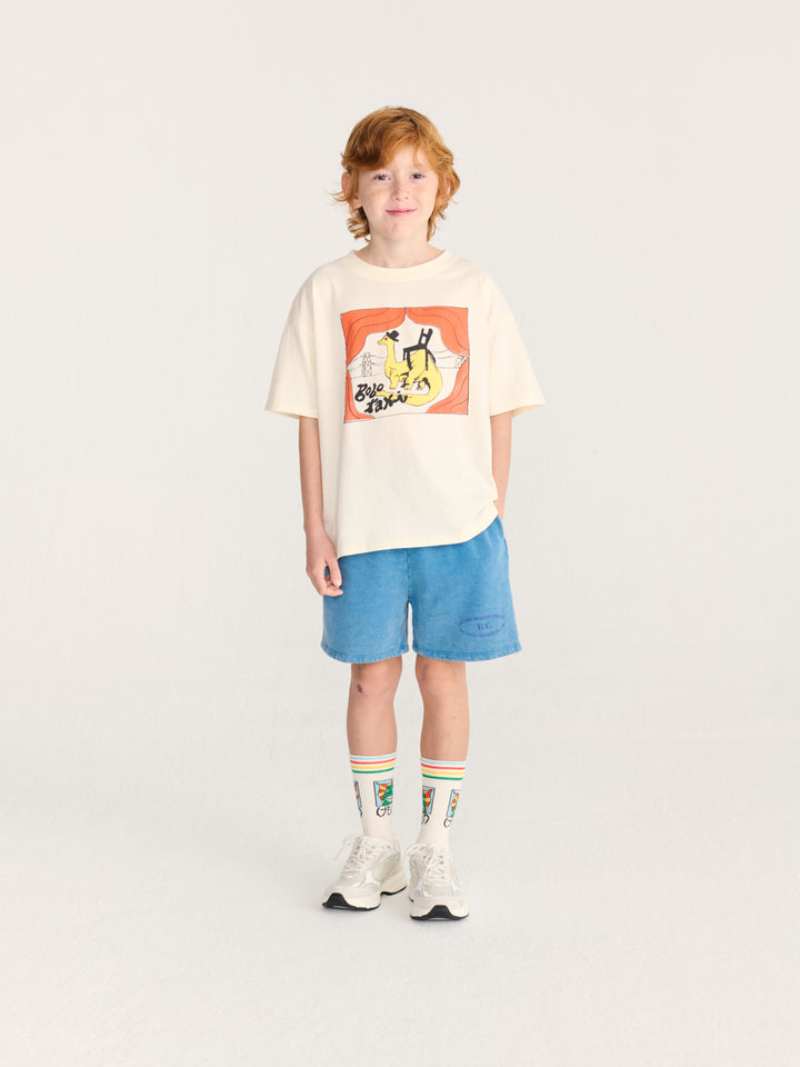 Enfant avec T-shirt Bobo Choses en coton blanc avec imprimé taxi dinosaure