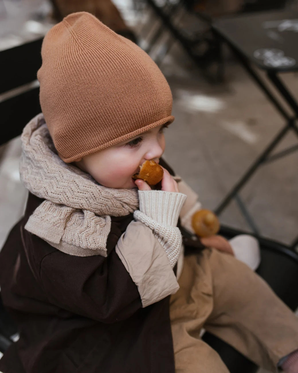 Enfant avec Tuque Hvid en laine mérinos terracotta
