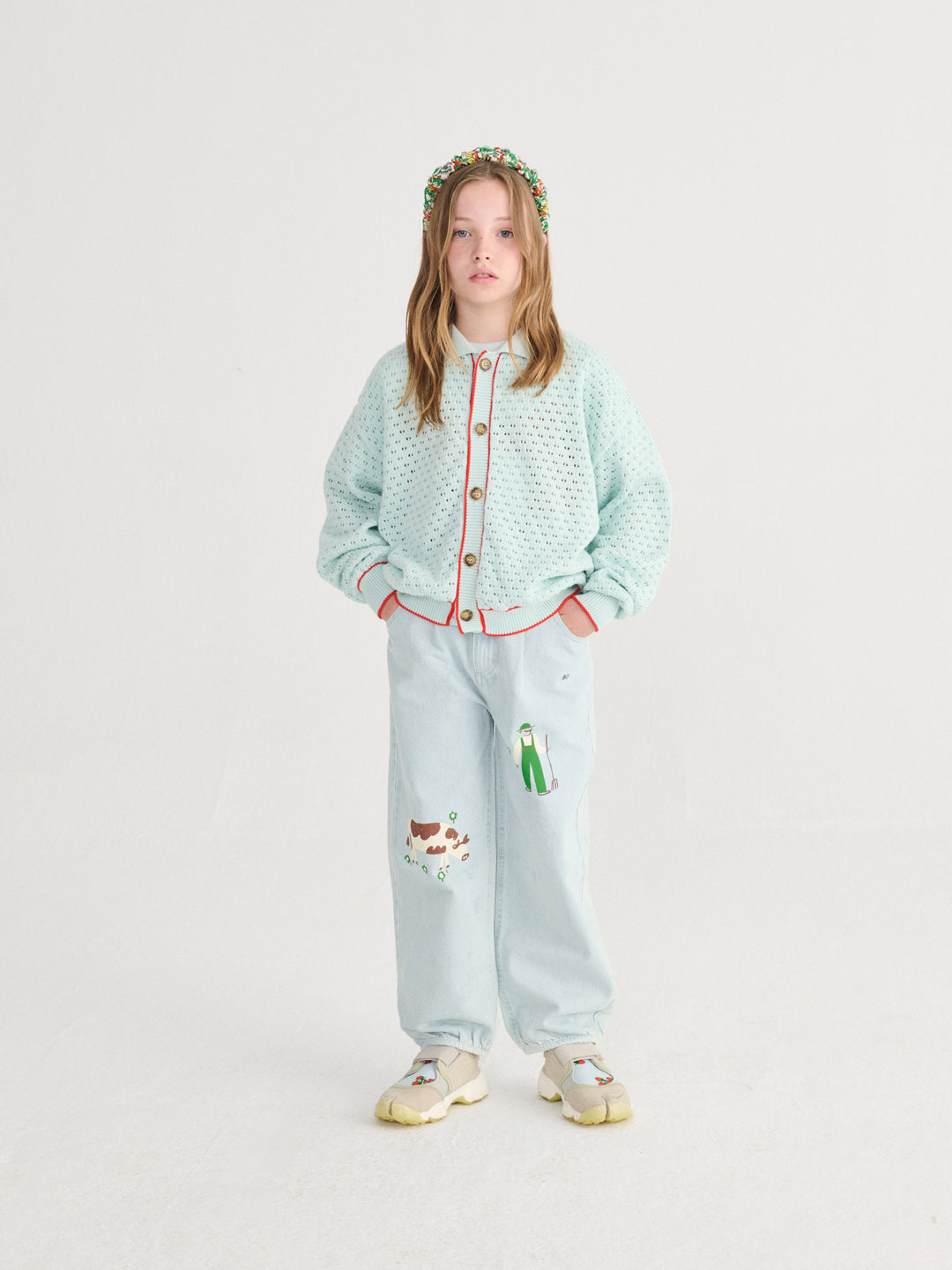 Fille avec Bandeau Bobo Choses en coton imprimé herbalist