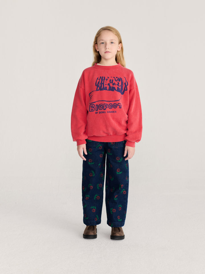 Fille avec Chandail Bobo Choses en coton ouaté rouge avec imprimé Bigfoot 