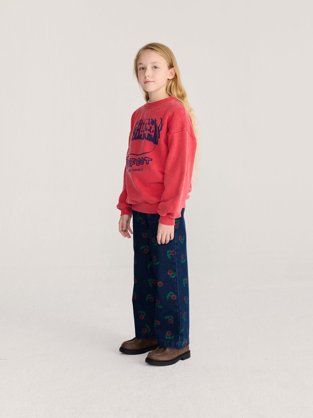 Fille avec Chandail Bobo Choses en coton ouaté rouge avec imprimé Bigfoot 