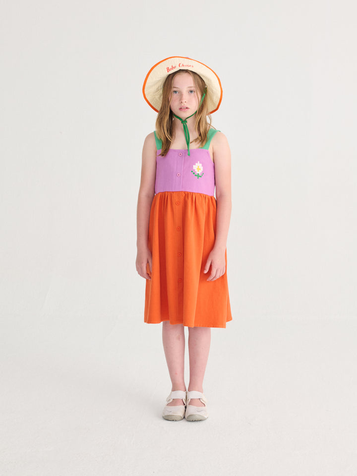 Fille avec Chapeau pêcheur Bobo Choses rose, blanc, orange et vert