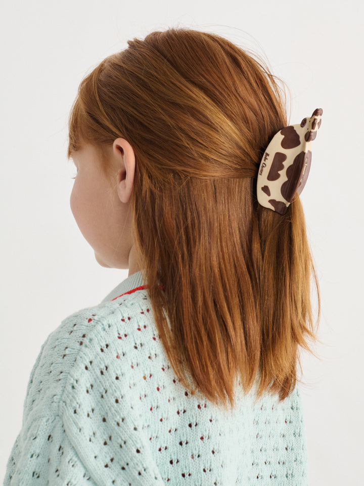 Fille avec Pince à cheveux Bobo Choses en forme de vache blanche et brune