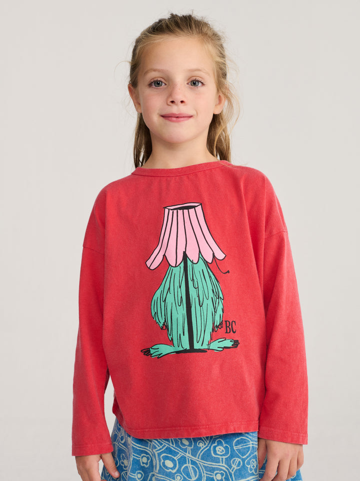 Fille avec T-shirt manches longues Bobo Choses rouge avec Imprimé monstre caché 