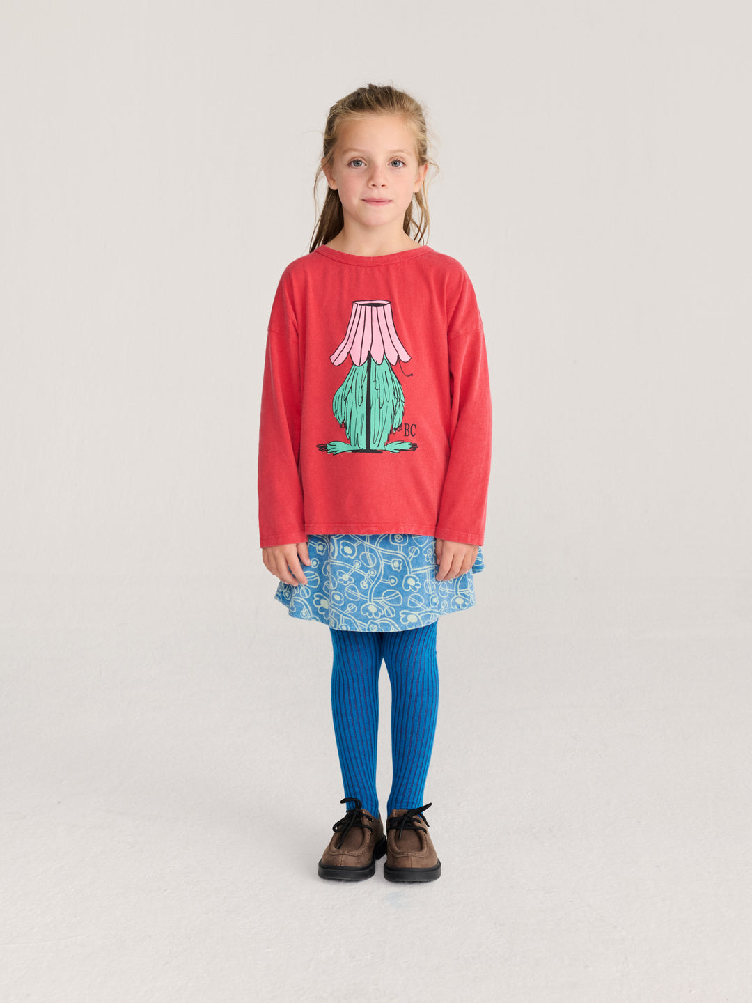 Fille avec T-shirt manches longues Bobo Choses rouge avec Imprimé monstre caché 