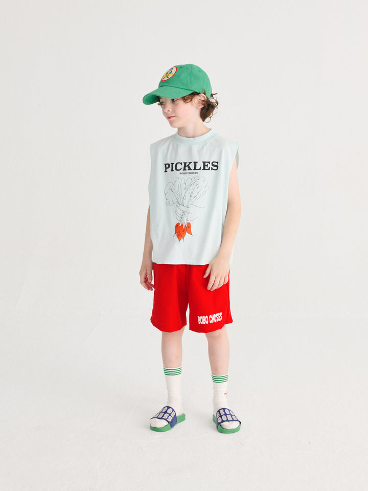 Garçon avec Casquette Bobo Choses en coton vert avec patch Mr Pickle 