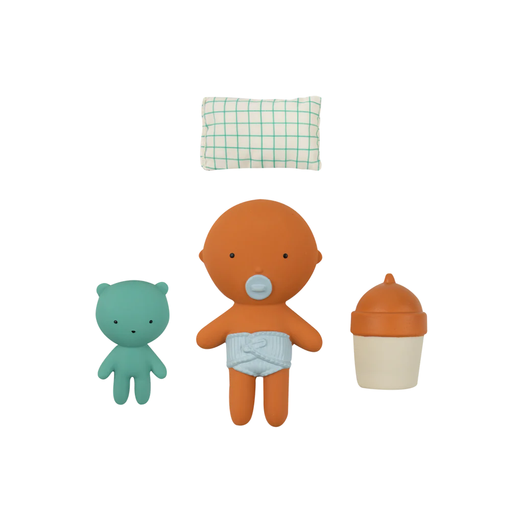 Gommu Poche almond avec ours vert et biberon