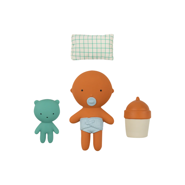 Gommu Poche almond avec ours vert et biberon