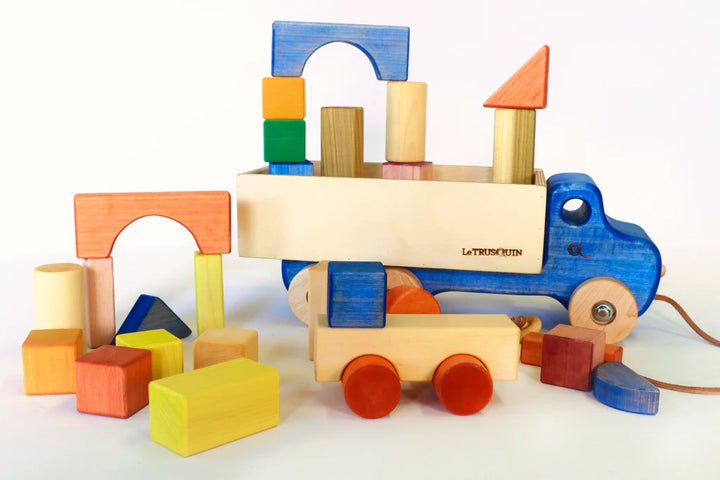 Jeu Le Trusquin de blocs de bois avec camion